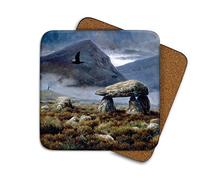 Raven Dolmen Drinks Coaster by Wildlife Artist Julian Friers - Individual Raven Coaster - Non-Slip, Cork-Backed Table Coaster