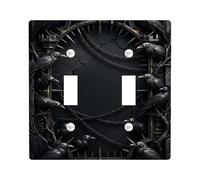 Raven Double Light Switch Cover Plate, Gothic Dark Chains Thorns Halloween Black Plastic Standard Size Switch Plate Decorative for Home Living Room New Apartment Decor