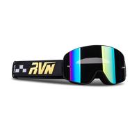 §Raven Edge Magnetic MX Goggles Black-Gold - Gold Mirror§