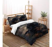 Raven Flame Bedding Set 3D Digital Printing Animal Theme Wildlife Duvet Cover Set Chic Breathable Quilt Cover Universal for All Seasons with Pillowcase Super King（260x220cm）