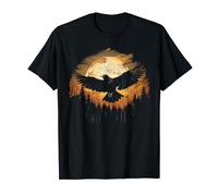 Raven Flying Over Forest Vintage Women's Crow T-Shirt