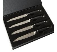 RAVEN FORGE Ultimate Steak Knives (Set of 4) - Steak Knife Dinner Set. Pack of 4 Professional Stainless Steel Kitchen Knives. Sharp Edge Damascus Knife Set with 13cm Blade Length