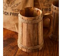 Raven Forge Wood Bound XL Tankard (1.5L) - Hand-Crafted Mango Wood Beer Tankard for Men. Unique Mead Tankards with 2.5 Pint Capacity. Twine-Bound Vintage Beer Mug. Great as a Gift.