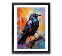 Raven Gestural Framed Print | A2 Black Framed Wall Art | Ready to Hang | Eclectic Animal Picture | Living Room Bedroom Lounge Office