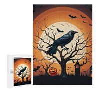 Raven Halloween Jigsaw Puzzles Wooden Puzzle Personalized Picture Puzzle 500 PCS Family Decoration Puzzles for Adults Challenging Puzzle Family Wedding Graduation Present