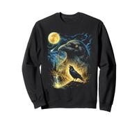 Raven Howling to The Moon Meme Funny 90's Crow Bird Raven Sweatshirt
