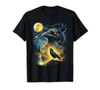 Raven Howling to The Moon Meme Funny 90's Crow Bird Raven T-Shirt