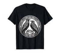 Raven Illustration White Black Ravens Goth Crow T-Shirt