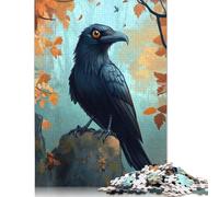 Raven in Autumn Forest Puzzles 300 Pieces Wooden Puzzles Puzzle for Adults Brain Teaser Puzzles For Adults 1000pcs (75x50cm)