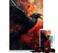 Raven in Flight︰ Abstract Art Jigsaw Puzzle for Adults 1000 Pieces Memory Boost Group Play Pattern Assembly Xmas Surprise (38x26cm)