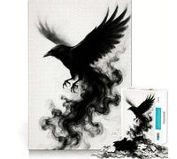 Raven in Flight with Smoke Jigsaw Puzzles for Adults1000 Pieces Memory Gain Stress Relief Design Assembly Memorable Gift (38x26cm)