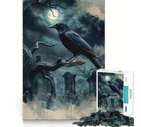 Raven in Graveyard Jigsaw Puzzle 1000 Piece for Adults Think Smart Toy Family Joy Accurate Cut Fine Art Piece (50x75cm)