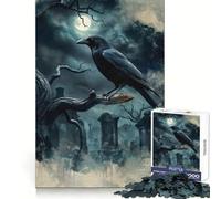 Raven in Graveyard Jigsaw Puzzle 1000 Piece for Adults Think Smart Toy Family Joy Accurate Cut Fine Art Piece (50x75cm)
