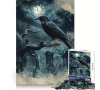 Raven in Graveyard Jigsaw Puzzle for Adults 1000 Pieces Memory Boost Group Play Pattern Assembly Xmas Surprise (38x26cm)