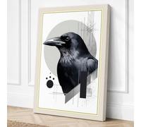 Raven in Grey Light Canvas Wall Art Print 36x24 Inch