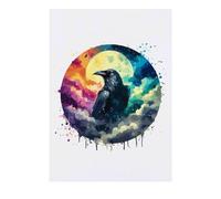 'Raven in Moonlight' Temporary Tattoo - Water Resistant, Skin-Safe, Non-Toxic Transfer (TO00073841)