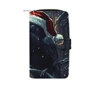 Raven in Santas Hat Moon Cute Women's Long Wallets Leather Clutch Purse Large Capacity Wristlet Handbag