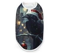 Raven in Santas Hat Moon Dog Shirts Summer Pet Clothes Comfort T-Shirts Vest Sleeveless Tank Top for Cats Dogs S