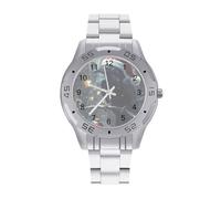 Raven in Santas Hat Moon Men's Wrist Watches Stainless Steel Strap Business Quartz Watch for Daily Wear
