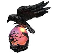 Raven Lamp - ABS, Raven's Moonlight LED Lamp, Crystal Design | Gothic-Style Crow On Glowing Orb Sculpture for Bedroom Living Room Home Dorm Apartment Nightstand