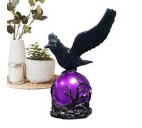 Raven Lamp - Convenience USB Powered Vintage Gothic Rechargeable Resin Dark Crow Night Light with Purple Ball | for Home Bedroom Living Room Study Office Bedside Cabinet