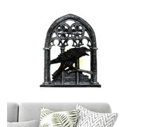Raven Lamp | Halloween Decorations Indoor Crow Light | Resin Bird Figurine Candle Holder, Decorative Art Light for Office, Living Room, Parties, Patio