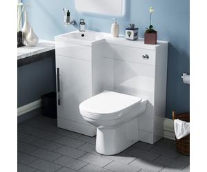 Raven LH 900mm Vanity Basin Unit, WC Unit & Desone Back to Wall Toilet White