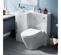 Raven LH 900mm Vanity Basin Unit, WC Unit & Ellis Back to Wall Toilet White