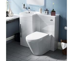 Raven LH 900mm Vanity Basin Unit, WC Unit & Ellis Back to Wall Toilet White