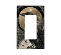 Raven Light Switch Cover Plate/Outlet Covers, Black Vintage Bird Design for Home Decor, Thermoplastic Wall Plates, Standard Size Single Rocker