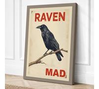 Raven Mad Vintage Canvas Wall Art Print 24x16 Inch | Ready to Hang, Gallery Wrapped, Fade-Resistant Inks, Securely Packaged, UK Made