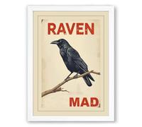 Raven Mad Vintage Framed Wall Art Print A2 (59.4×42cm) White, Wall Decor for Living Room, Bedroom, Office & Home, Ready to Hang, Art Gift