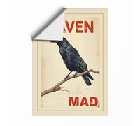 Raven Mad Vintage Unframed Wall Art Print A3 (42×29.7cm), Wall Decor for Living Room, Bedroom, Office & Home, Art Gift