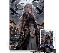 Raven Maiden in Burning City Jigsaw Puzzle 1000 Piece for Adults Mind Game Toy Peaceful Fun Neat Cut Art Collection Piece (38x52cm)