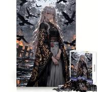 Raven Maiden in Burning City Puzzles for Adults 1000 Puzzles Strengthen Memory Anxiety Relief Smooth Edge Warm Surprise (50x75cm)