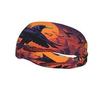 Raven Moon Flight Sweat Headbands for Women & Men - Unique Design, Non-Slip, Workout & Sports Headbands