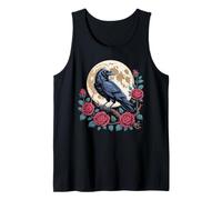 Raven Moon Roses Gothic Crow Retro Illustration Vintage Tank Top