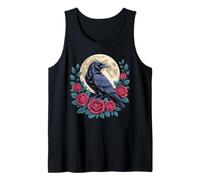 Raven Moon Roses Gothic Crow Retro Illustration Vintage Tank Top