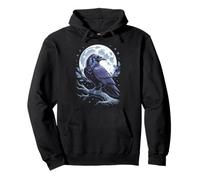Raven Moonlight Guardian Under Night Sky Pullover Hoodie