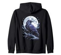 Raven Moonlight Guardian Under Night Sky Zip Hoodie