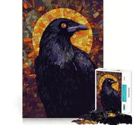 Raven Mosaic Art Jigsaw Puzzle for Adults 1000 Pieces Mind Puzzle Calm Pastime Image Assembly Lovely Present (38x26cm)