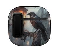 Raven Night Earphone Case Cover Compatible with AirPods 4 Buckle Black Edge
