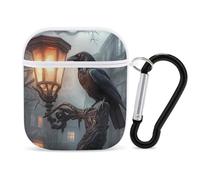 Raven Night Headphone & Earphone Cases Compatible with Airpod 1&2 Scratch-Resistant PC Protective Cover with Keychain White-style