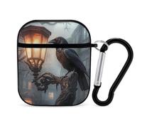 Raven Night Headphone & Earphone Cases Compatible with Airpod 1&2 Scratch-Resistant PC Protective Cover with Keychain Black-style