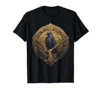 Raven of Odin on Tree of Life Celtic Viking Valhalla Pagan T-Shirt, Men, Black, X-Large