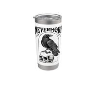 Raven On A Skull Nevermore Black Crow Vintage Gothic Bird Stainless Steel Insulated Tumbler