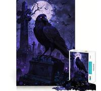 Raven on Gravestone 1000 Piece Jigsaw Puzzles for Teenagers Jigsaw Smart Toy Indoor Play Accurate Cut (50x75cm)