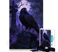 Raven on Gravestone 1000 Pieces Jigsaw Puzzles for Teenagers Memory Upgrade Casual Relax Sharp Cut Art Display (38x26cm)