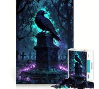 Raven on Gravestone︰ Keeper of Ancient Tombs 1000 Pieces Jigsaw Puzzles for Adults Mind Exercise Toy Relax Time Precision Cut Stylish Gift (50x75cm)