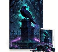 Raven on Gravestone︰ Keeper of Ancient Tombs Puzzles for Adults 1000 Puzzles Strengthen Memory Anxiety Relief Smooth Edge Warm Surprise (38x26cm)